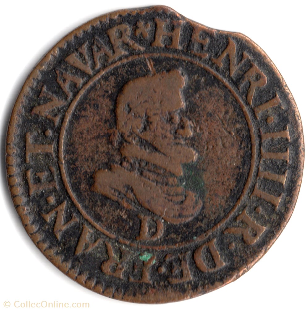 CGKL202B - Double tournois Henri IV 1607D Lyon monnaie france a royale cgkl202b double tournois henri iv 1607d lyon
