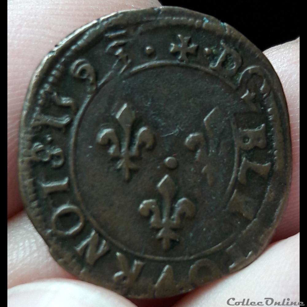 CGKL146 - Double tournois CHARLES X 1593P Dijon 3 monnaie france royale cgkl146 double tournois charles x 1593p dijon