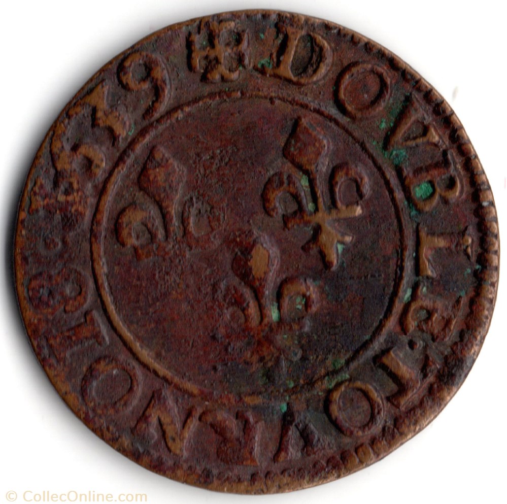 CGKL476 - Double tournois LOUIS XIII 1639E Tours monnaie france a royale cgkl476 double tournois louis xiii 1639e tours