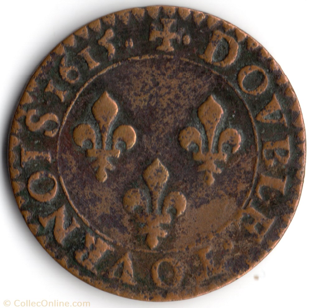 CGKL264 - Double tournois LOUIS XIII 1615X Amiens monnaie france royale cgkl264 double tournois louis xiii 1615x amiens