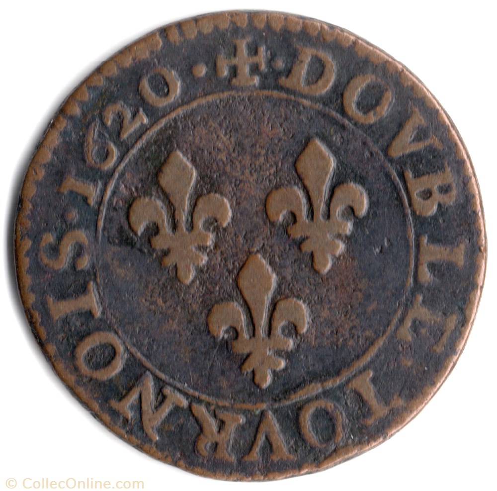 monnaie france royale cgkl388 double tournois louis xiii 1620a paris