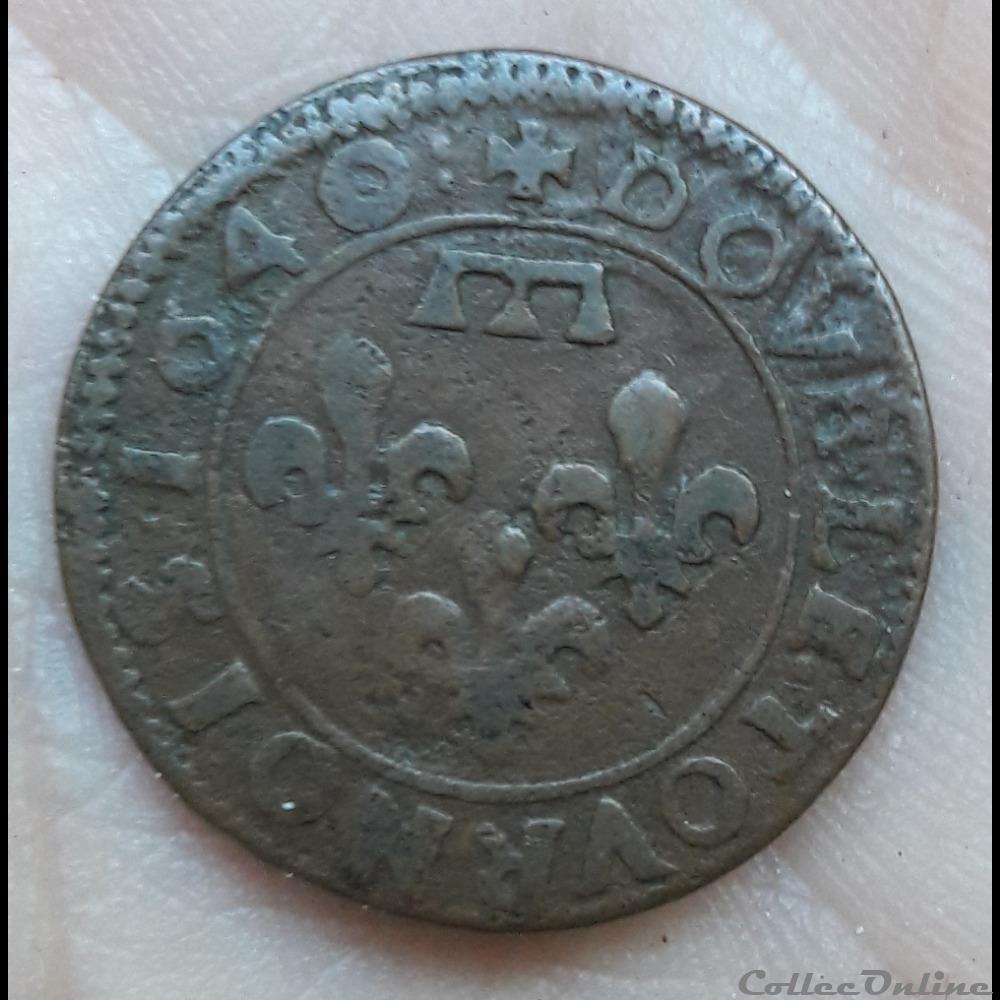 GASTON D'ORLEANS 1627-1650 Double tournois monnaie france feodale gaston orleans 1627 1650 double tournois