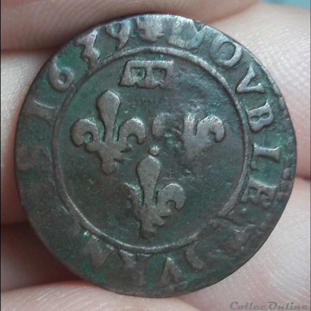 GASTON D'ORLEANS 1627-1650 Double tournois monnaie france feodale gaston orleans 1627 1650 double tournois
