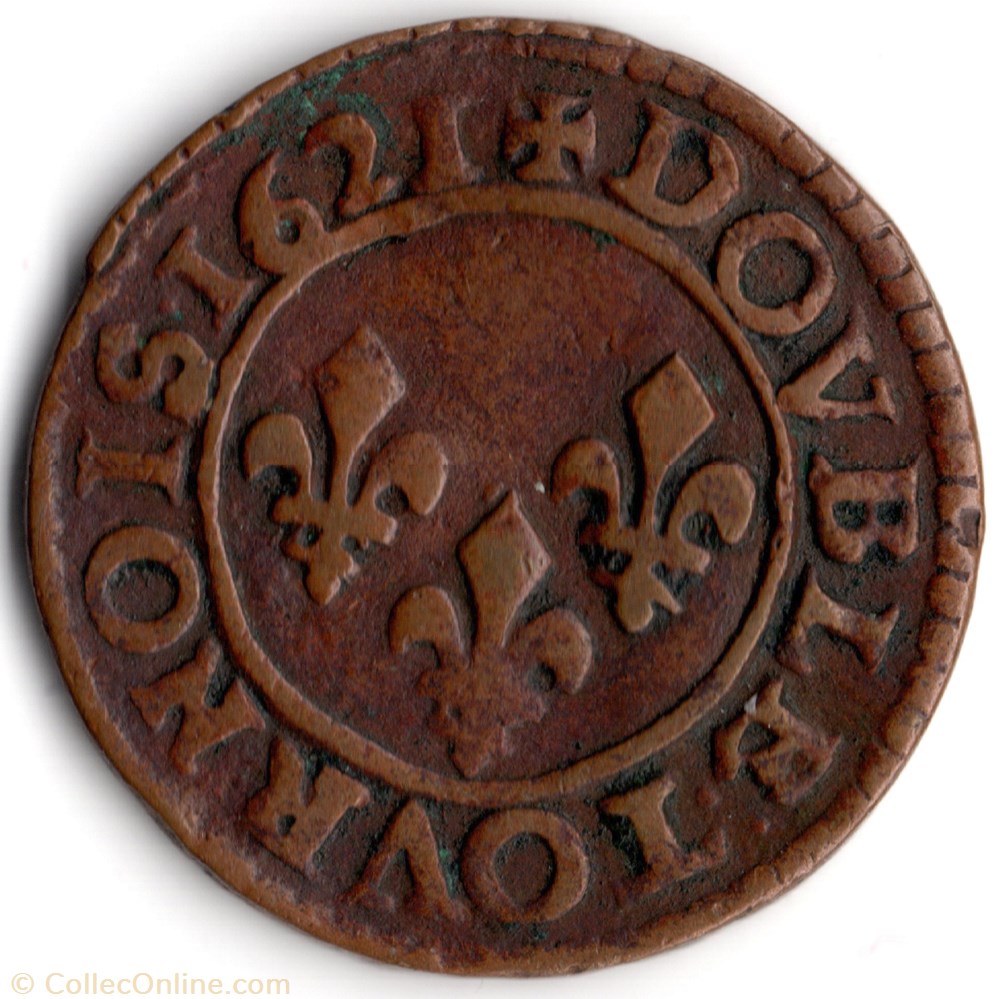 CGKL412 - Double tournois LOUIS XIII 1621G Poitiers monnaie france a royale cgkl412 double tournois louis xiii 1621g poitiers