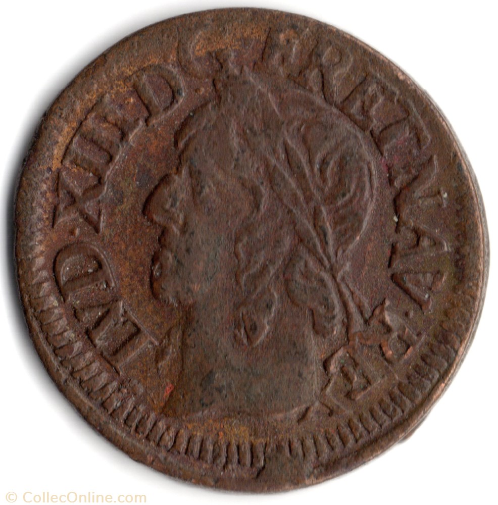 monnaie france royale cgkl514 double tournois louis xiii 1642h la rochelle