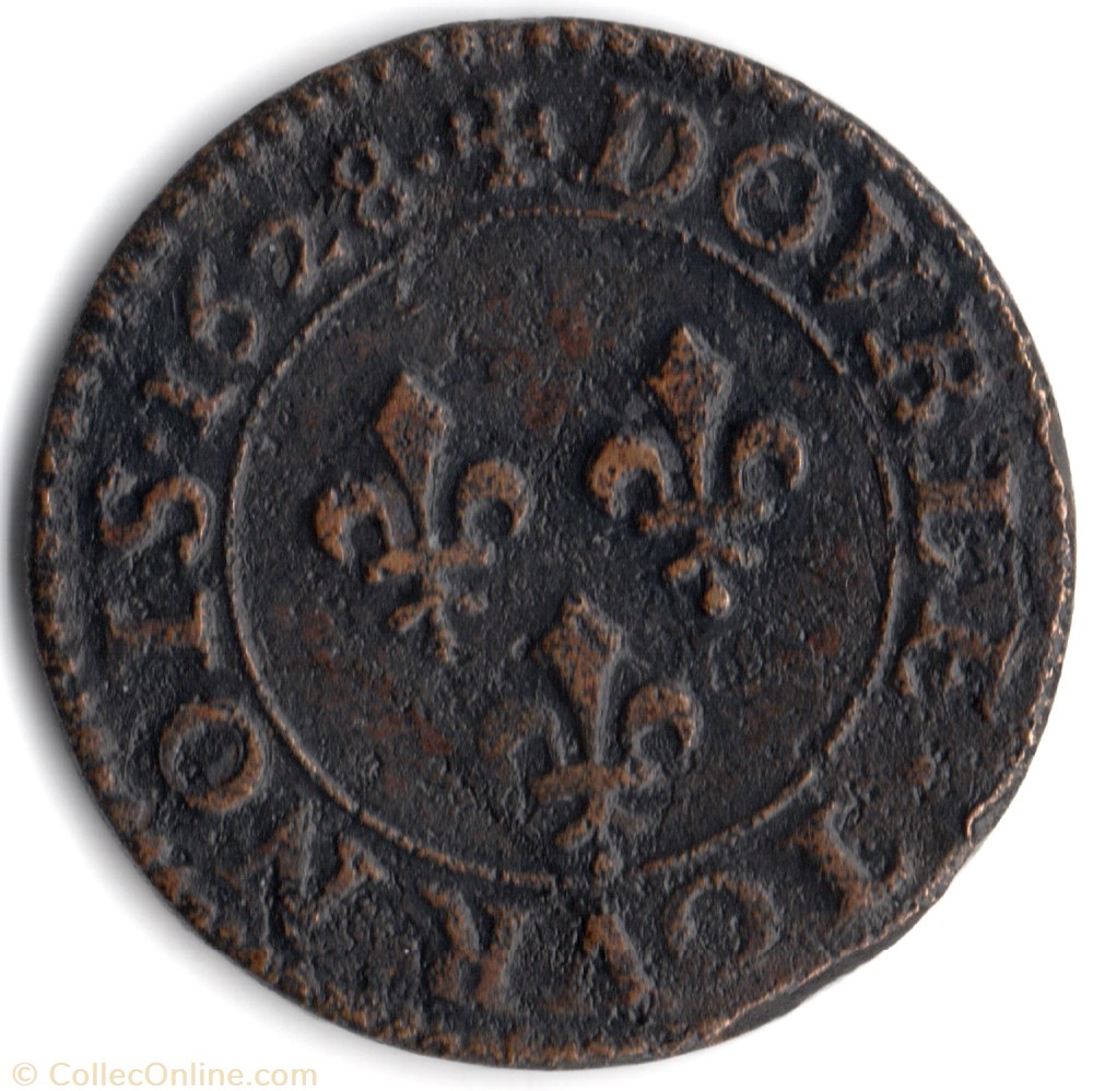 monnaie france royale cgkl390 double tournois louis xiii 1628a paris