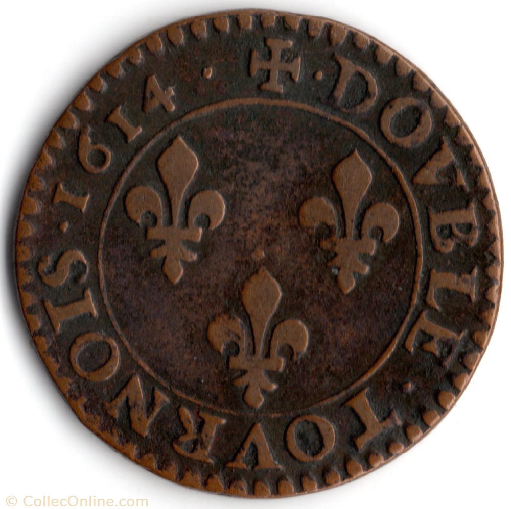 monnaie france royale cgkl262 double tournois louis xiii 1614x amiens