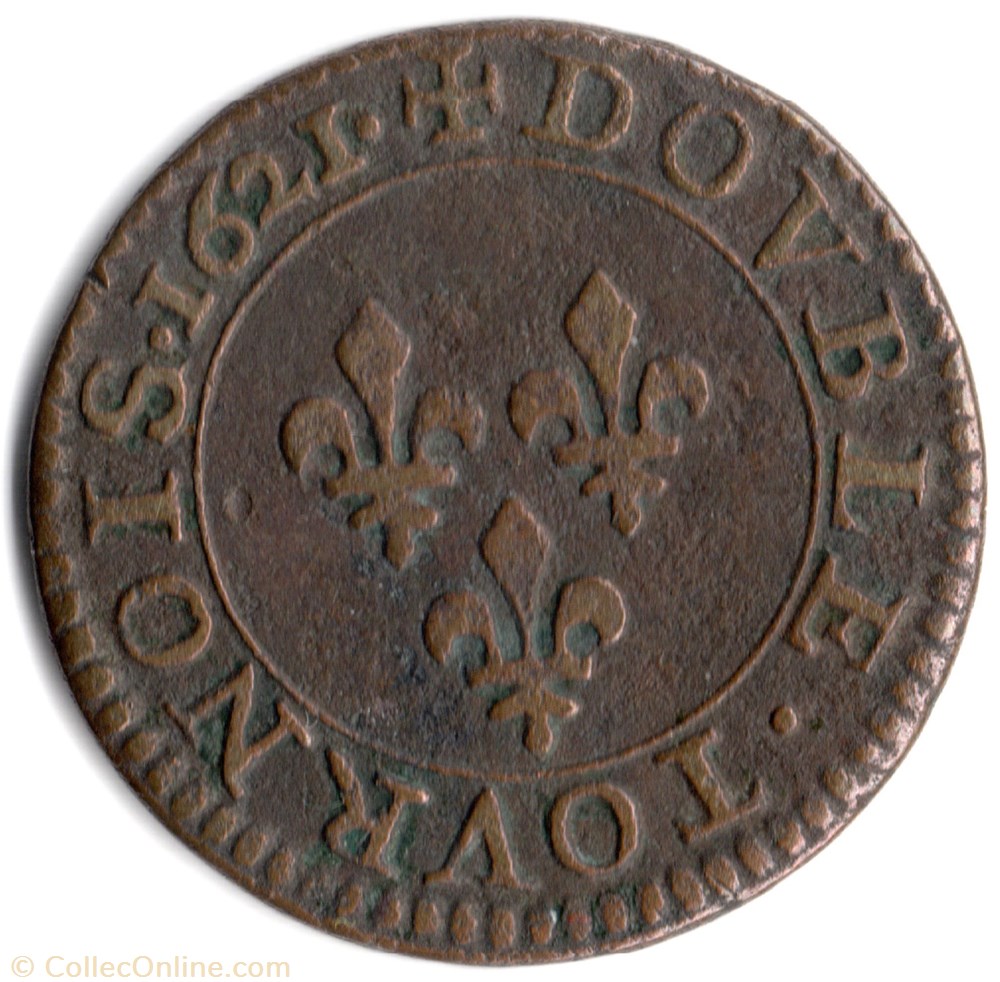 monnaie france royale cgkl388 double tournois louis xiii 1621a paris