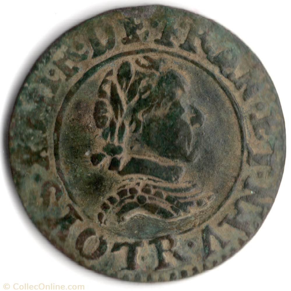 CGKL484 - Double tournois LOUIS XIII 1621R Villeneuve monnaie france a royale cgkl484 double tournois louis xiii 1621r villeneuve
