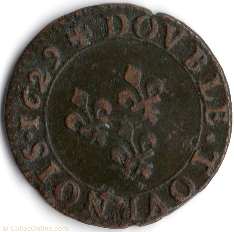 monnaie france royale cgkl398 double tournois louis xiii 1629a paris