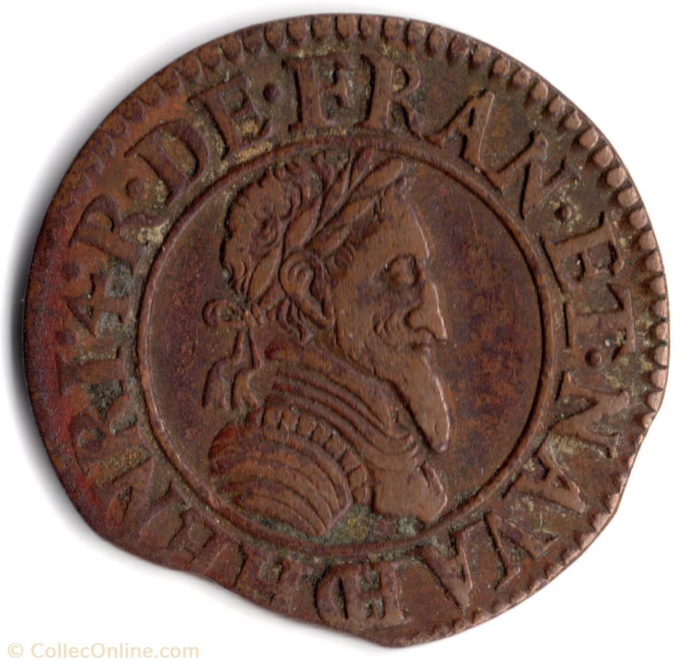 monnaie france a royale cgkl166 double tournois henri iv 1592ch