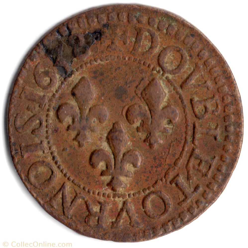CGKL - Double tournois LOUIS XIII 1638E Tours monnaie france a royale cgkl double tournois louis xiii 1638e tours