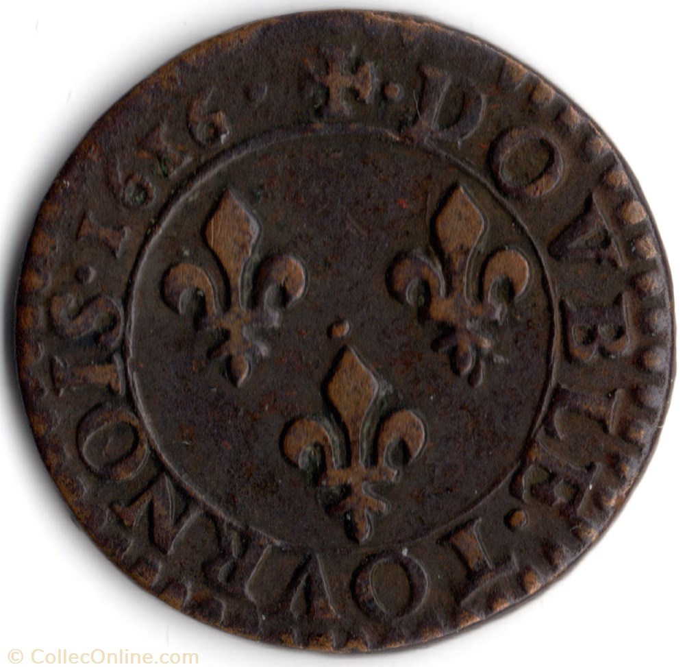monnaie france royale cgkl266 double tournois louis xiii 1616x amiens