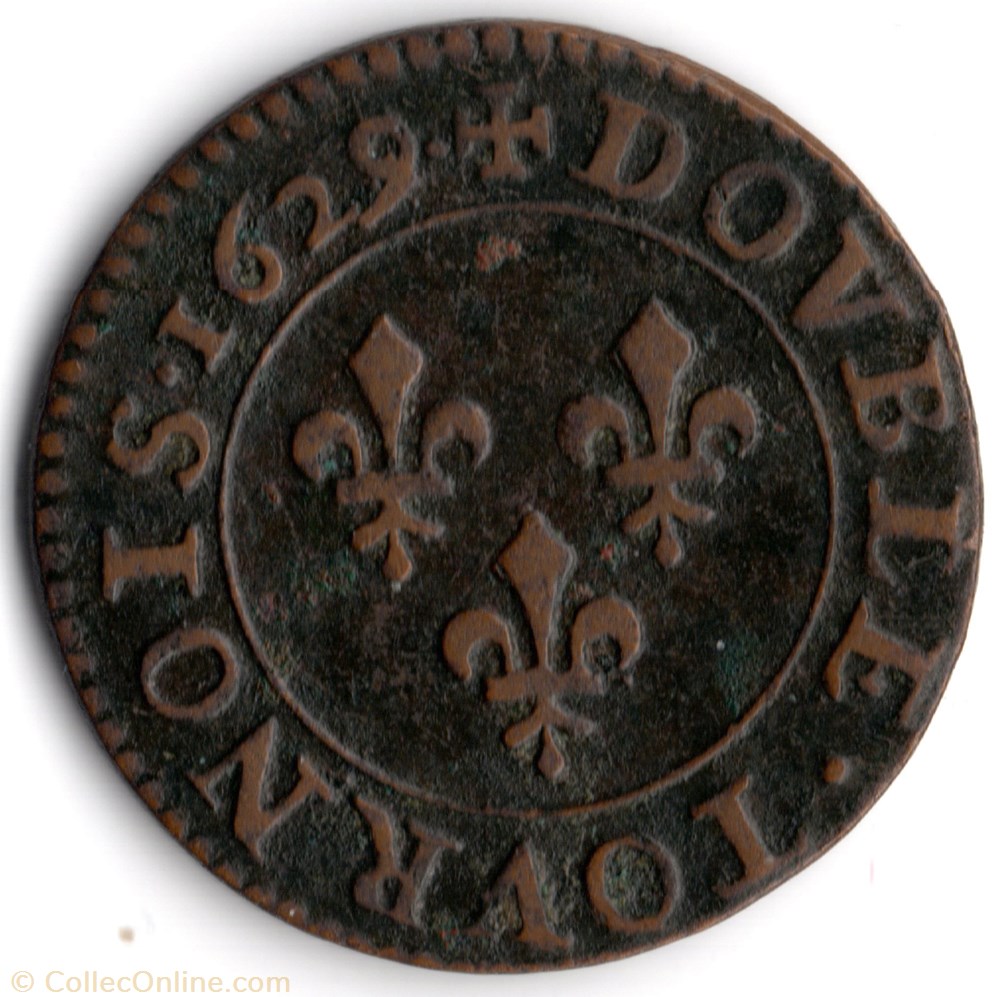 CGKL394 - Double tournois LOUIS XIII 1629A Paris monnaie france royale cgkl394 double tournois louis xiii 1629a paris