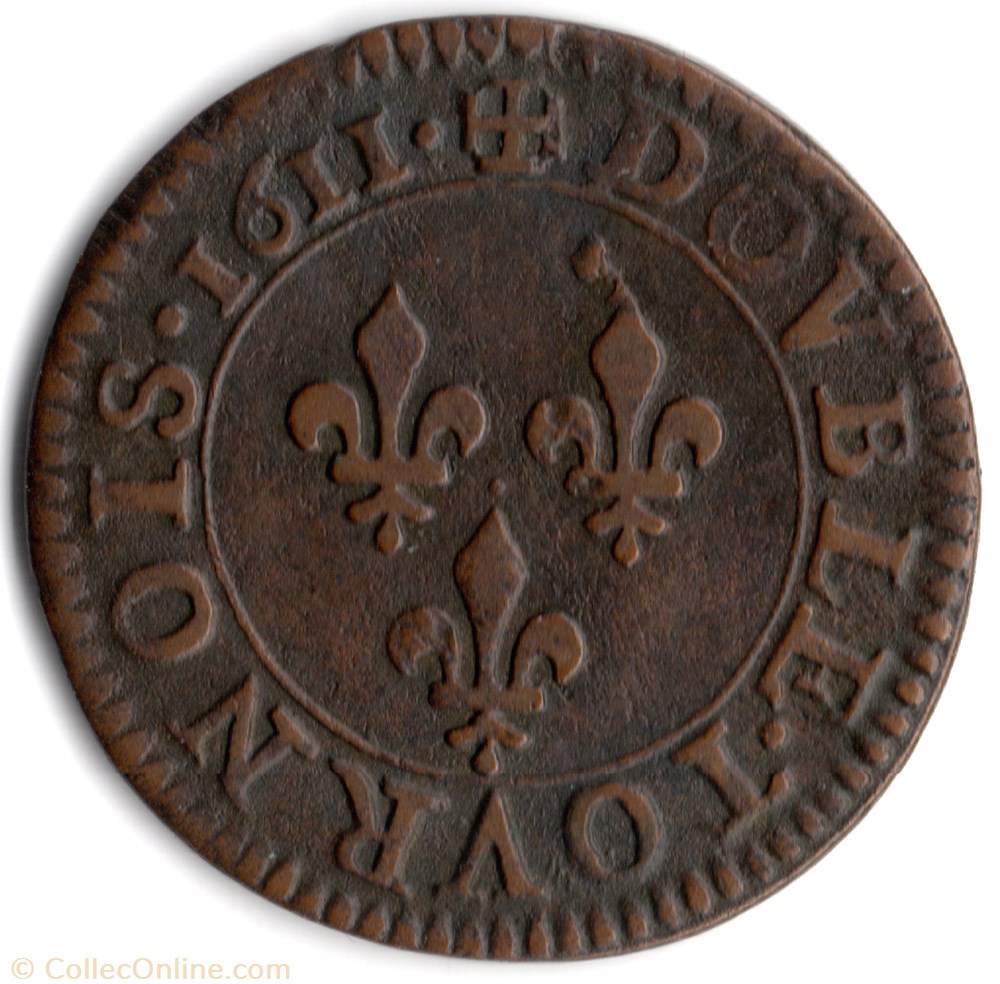 CGKL386 - Double tournois LOUIS XIII 1611A Paris monnaie france royale cgkl386 double tournois louis xiii 1611a paris