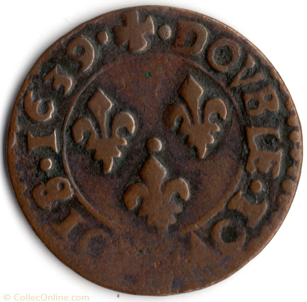 monnaie france royale cgkl296 double tournois louis xiii 1639k bordeaux