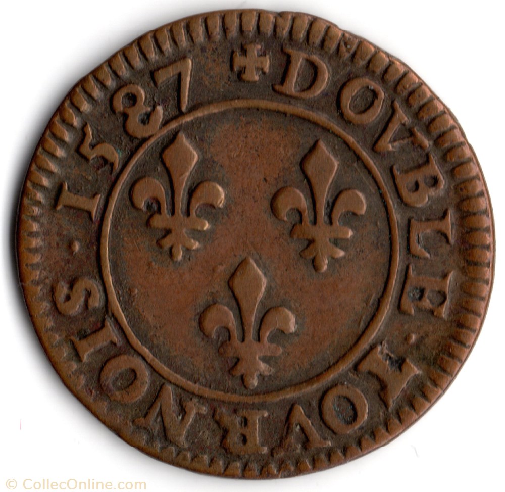 CGKL84 - Double tournois HENRI III 1587A Paris monnaie france royale cgkl84 double tournois henri iii 1587a paris