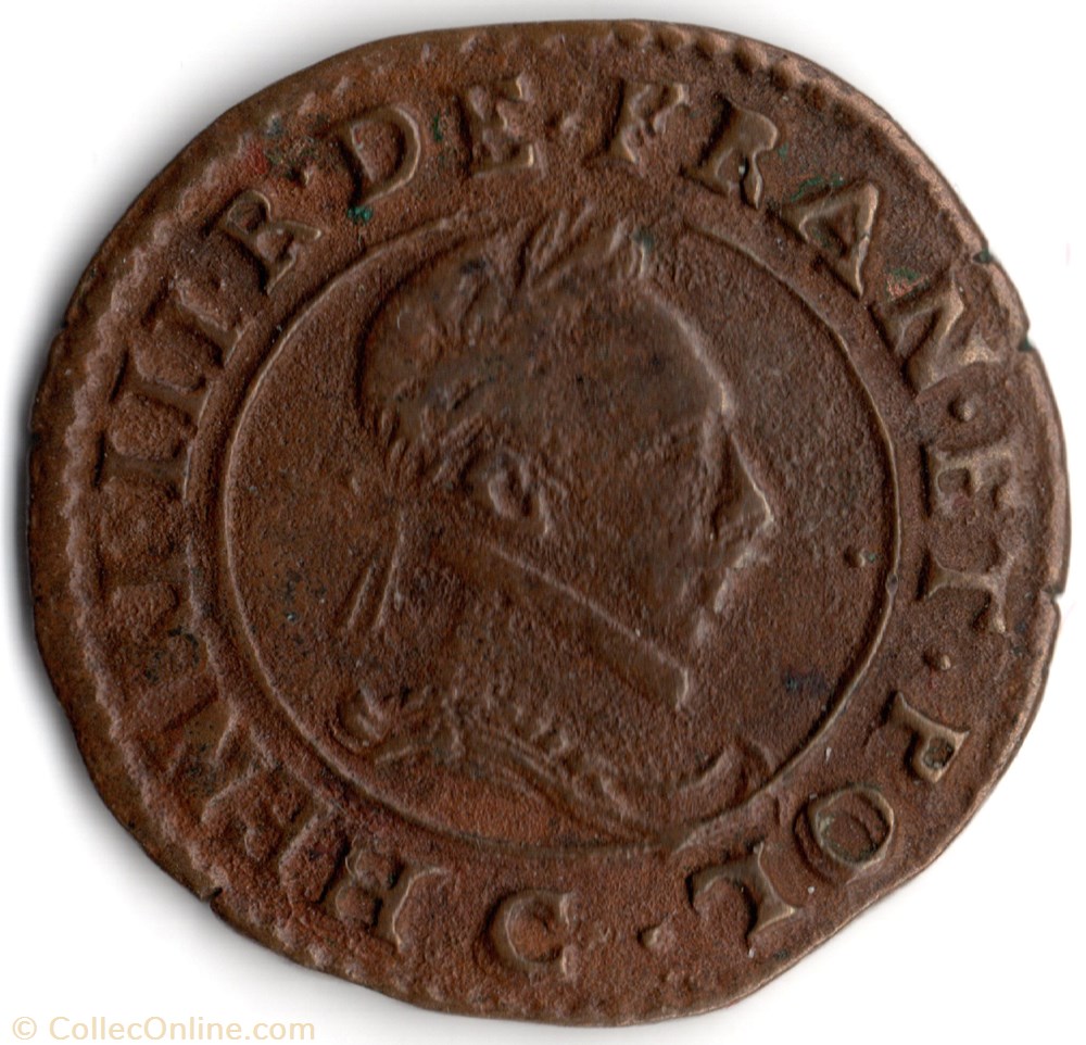 CGKL118 - Double tournois HENRI III 1588C St-Lô monnaie france a royale cgkl118 double tournois henri iii 1588c st lo