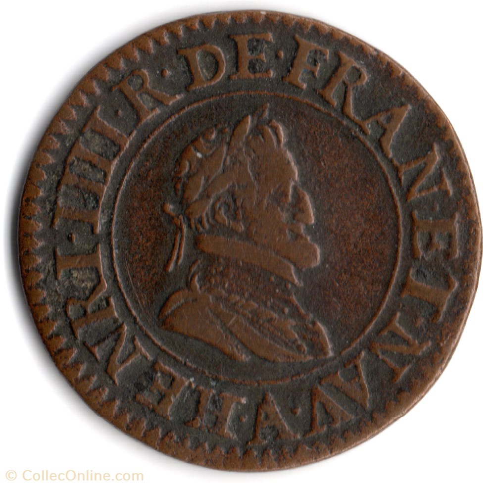 monnaie france royale cgkl222 double tournois henri iv 1605a paris