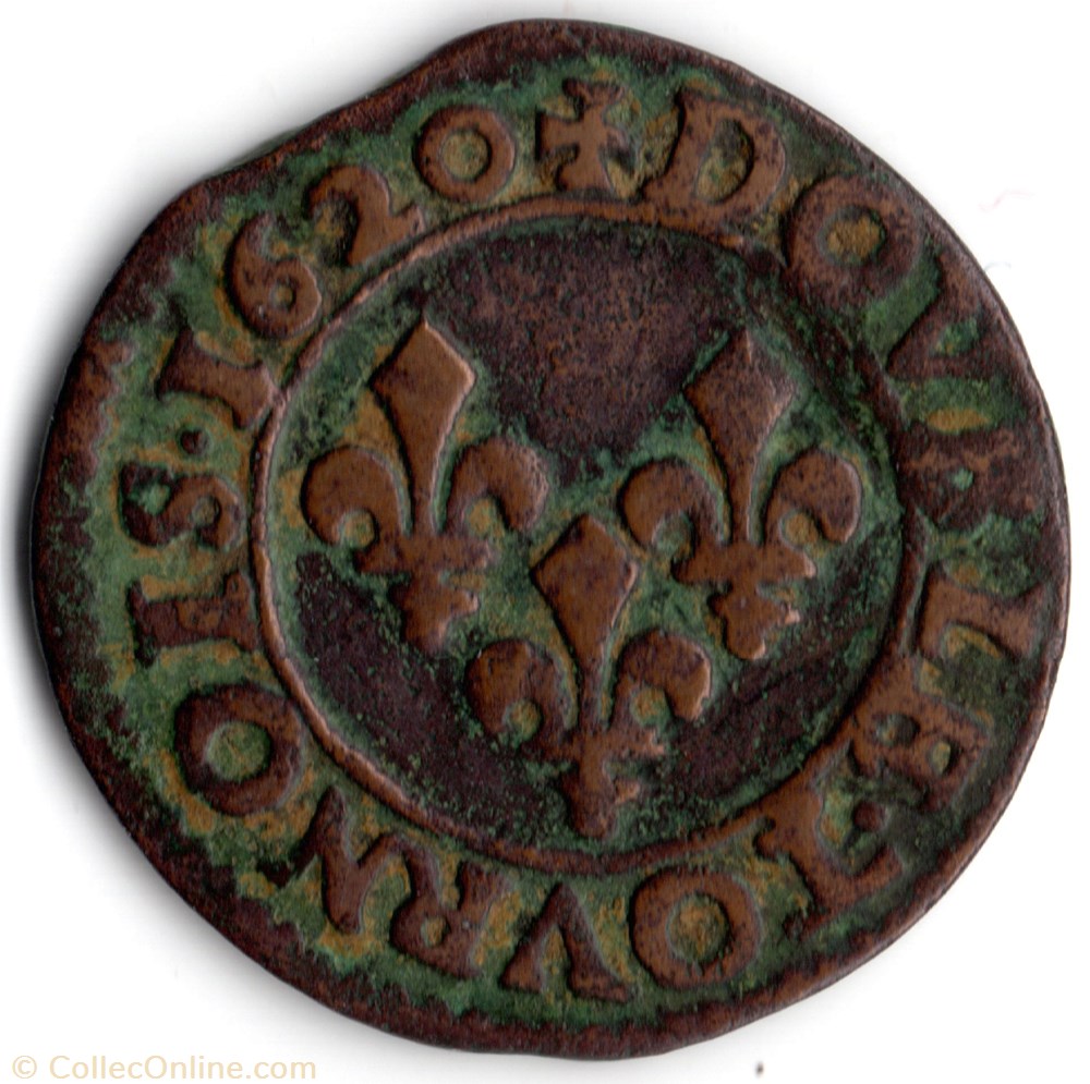 monnaie france a royale cgkl412 double tournois louis xiii 1620g poitiers
