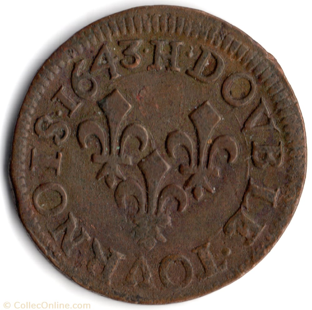 monnaie france royale cgkl514 double tournois louis xiii 1642h la rochelle