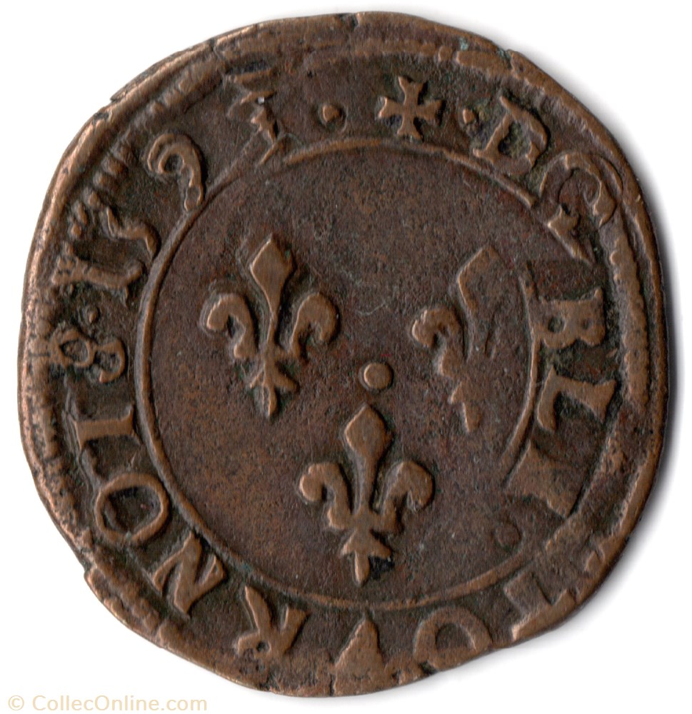 CGKL146 - Double tournois CHARLES X 1593P Dijon 4 monnaie france royale cgkl146 double tournois charles x 1593p dijon