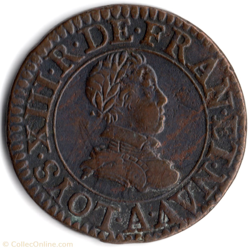 monnaie france royale cgkl386 double tournois louis xiii 1614a paris
