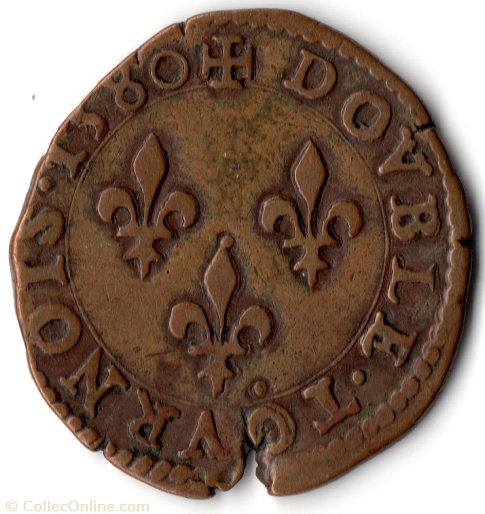 CGKL96 - Double tournois HENRI III 1580G Poitiers 3 monnaie france a royale cgkl96 double tournois henri iii 1580g poitiers