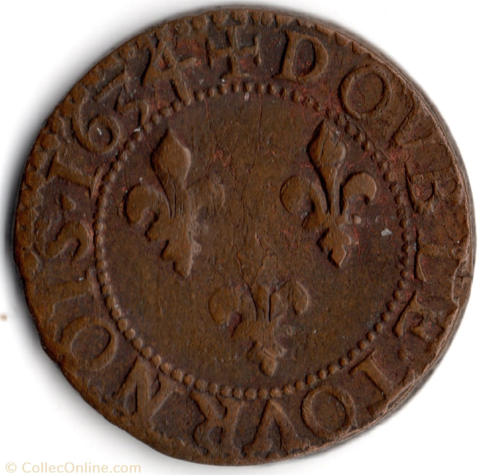 monnaie france a royale cgkl440 double tournois louis xiii 1634e tours