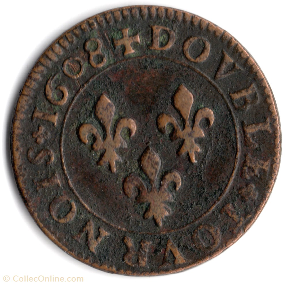 CGKL202 - Double tournois Henri IV 1607D Lyon monnaie france a royale cgkl202 double tournois henri iv 1607d lyon
