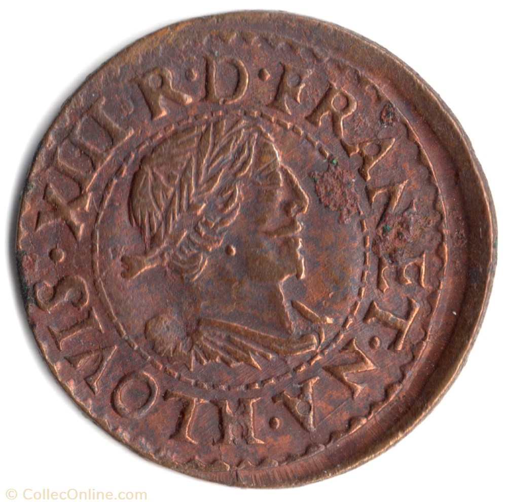 monnaie france royale cgkl332 double tournois louis xiii 1639h la rochelle