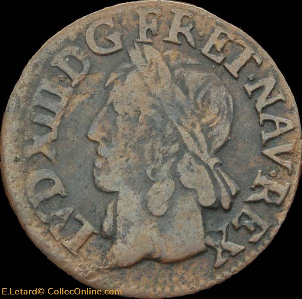 monnaies europe medievale france royales louis xiii double tournois de la rochelle type de warin 1643 cgkl 516