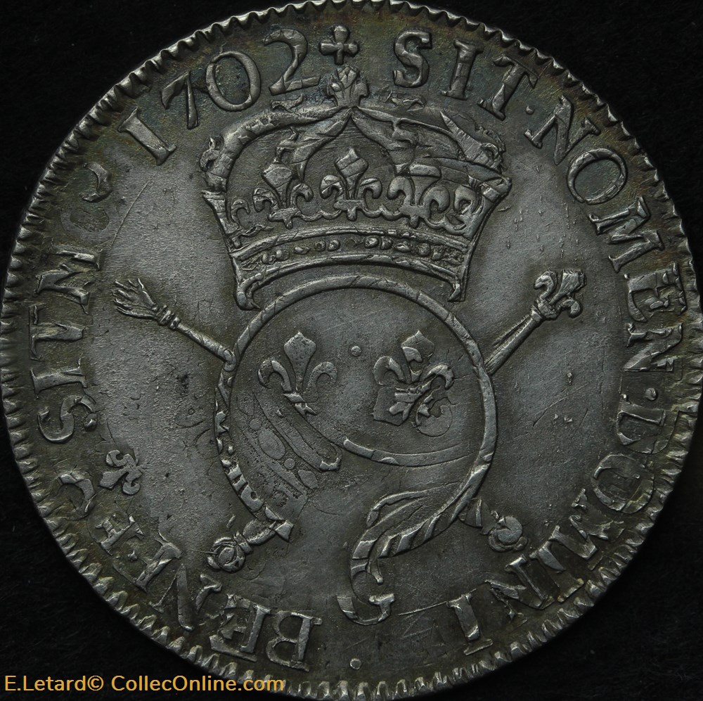 monnaies europe medievale france royales demi ecu aux insignes 1702 poitiers
