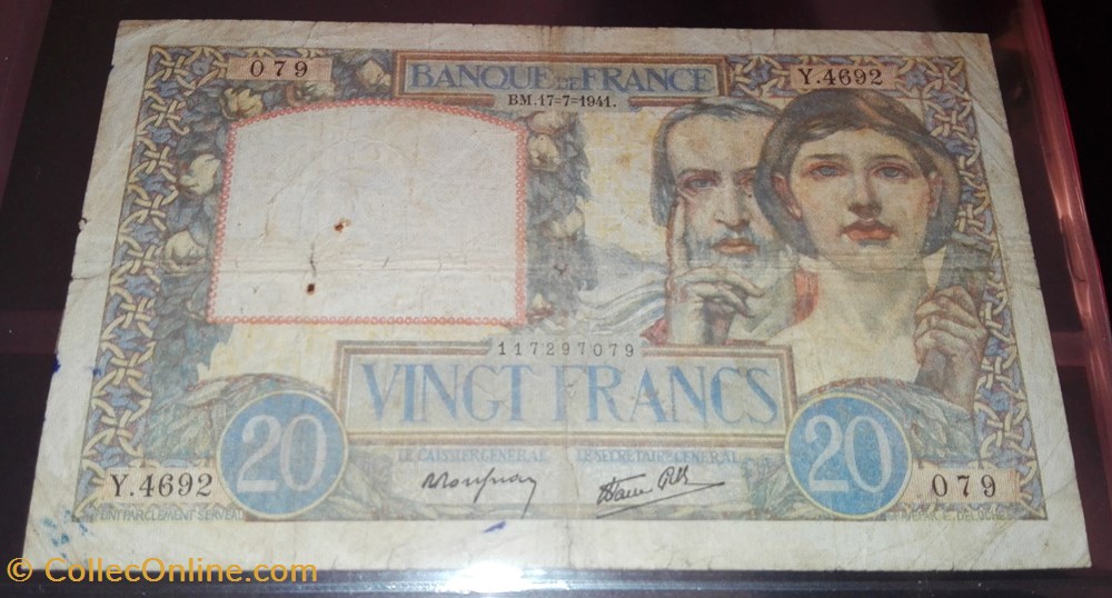 20 Francs Science et Travail billets 20 francs science et travail