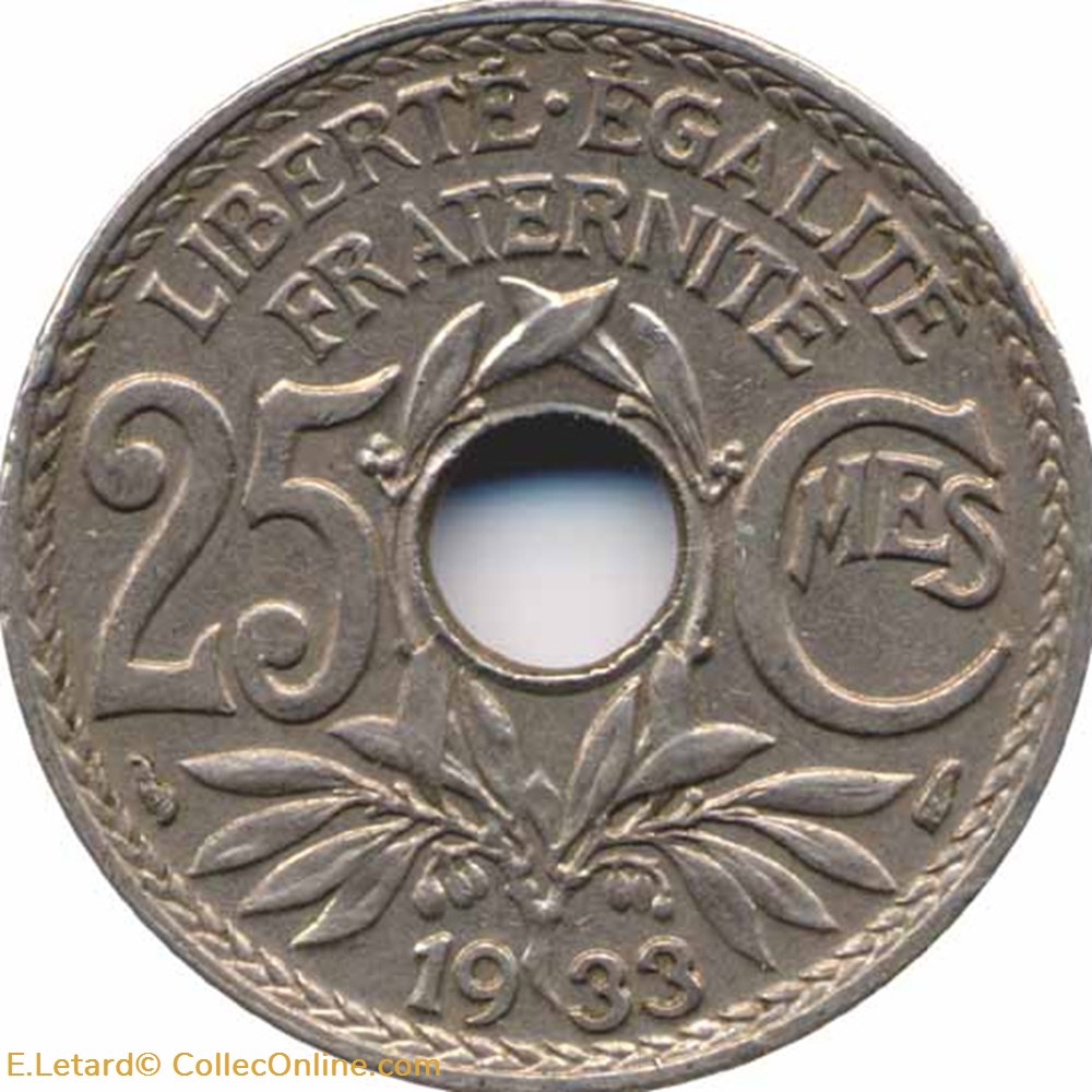monnaies monde france vingt cinq centimes lindauer