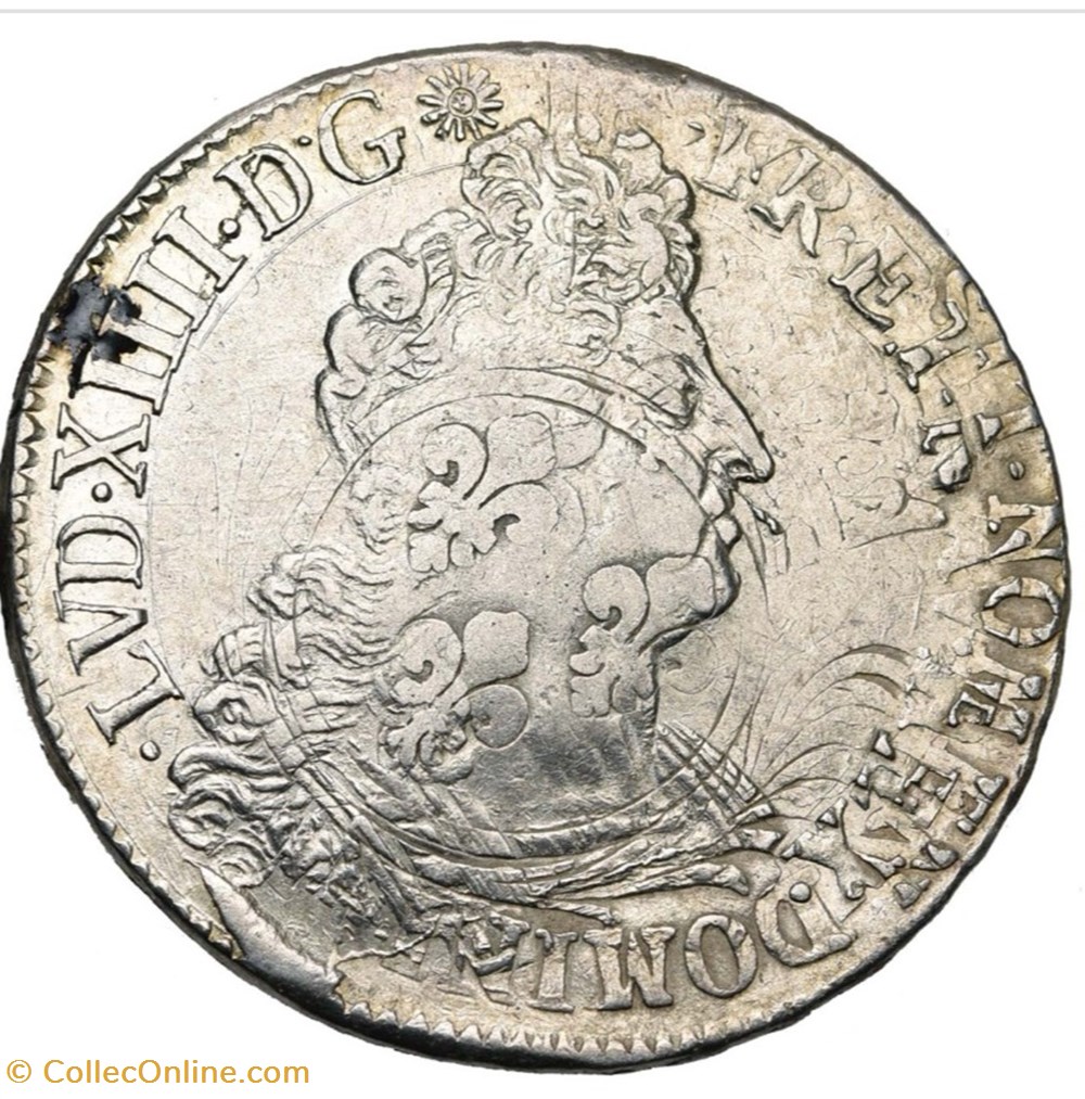 Ecu aux Insignes - 1702 G monnaies europe medievale france royales ecu aux insignes 1702 g