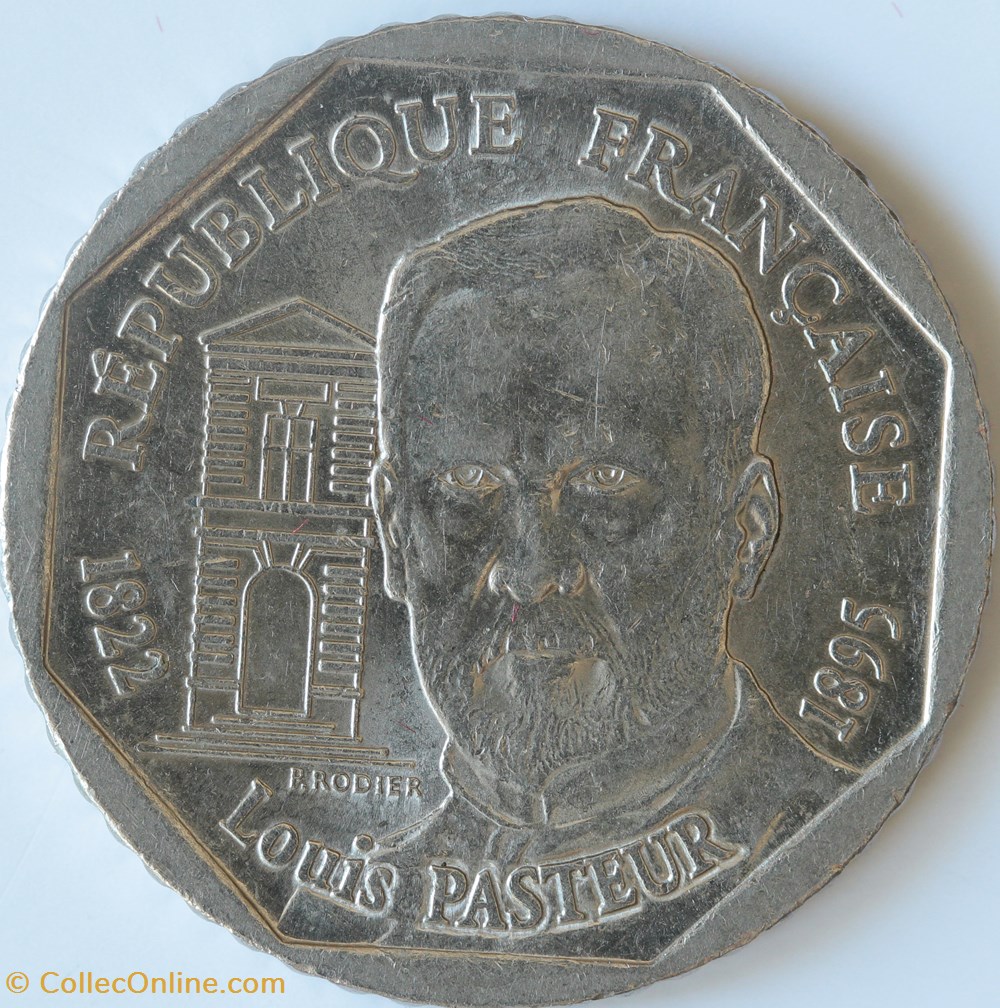 Deux Francs Louis Pasteur monnaies monde france deux francs louis pasteur