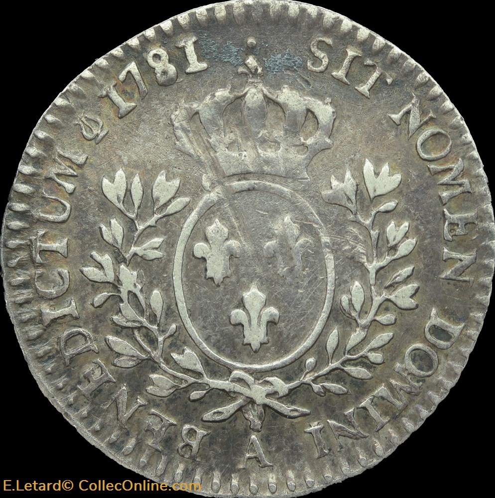 Dixième d'écu aux lauriers 1781 A monnaies europe medievale france royales dixieme ecu aux lauriers 1781 a
