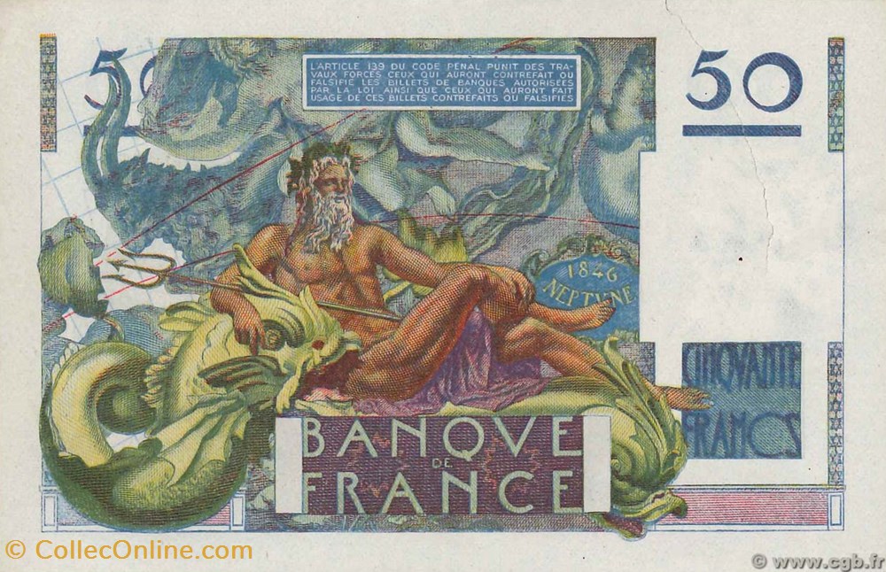 50 Francs Le Verrier billets 50 francs le verrier