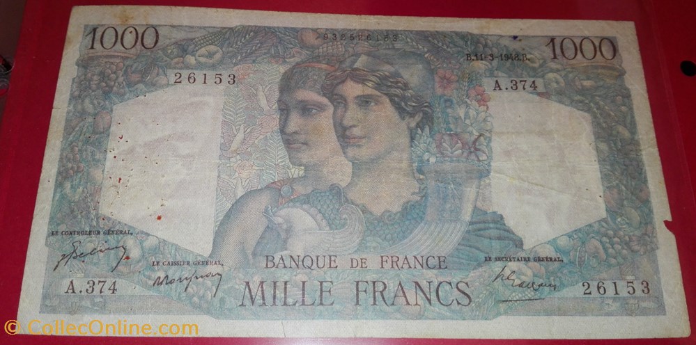 billets 1000 francs minerve et hercule