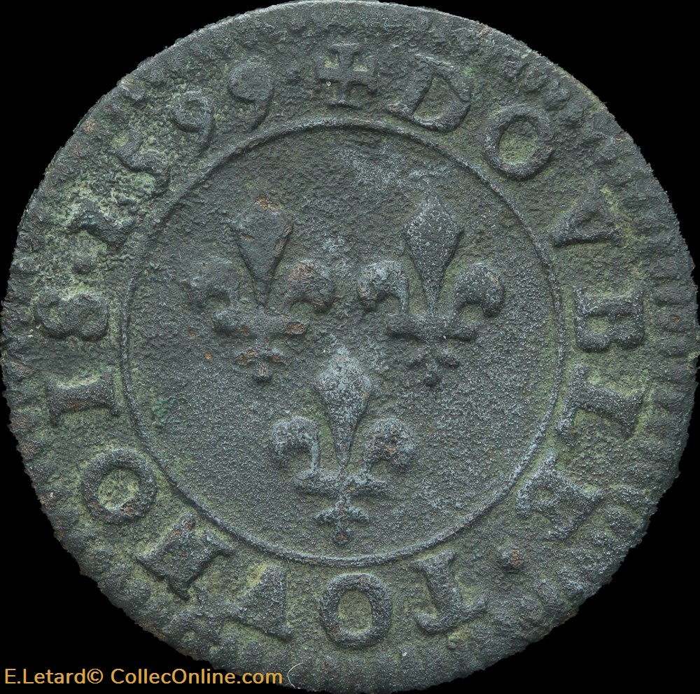 monnaies europe medievale france royales henri iv double tournois 1599 paris
