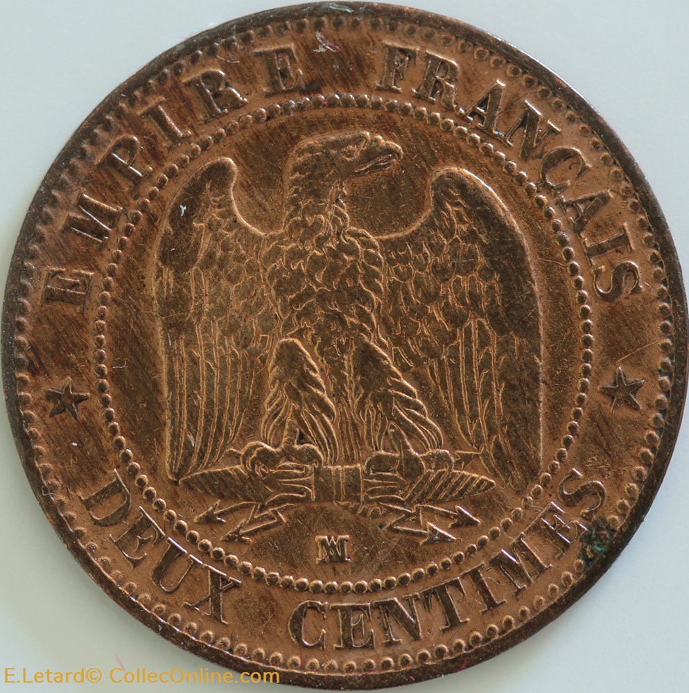 monnaies monde france deux centimes tete nue 1856 ma
