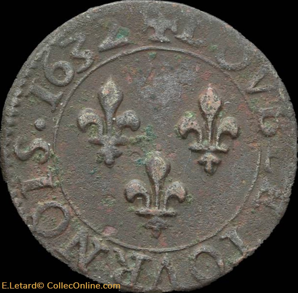 Louis XIII - Double Tournois de Tours Type 1 1632 - CGKL.440 monnaies europe medievale a france royales louis xiii double tournois de tours type 1 1632 cgkl 440