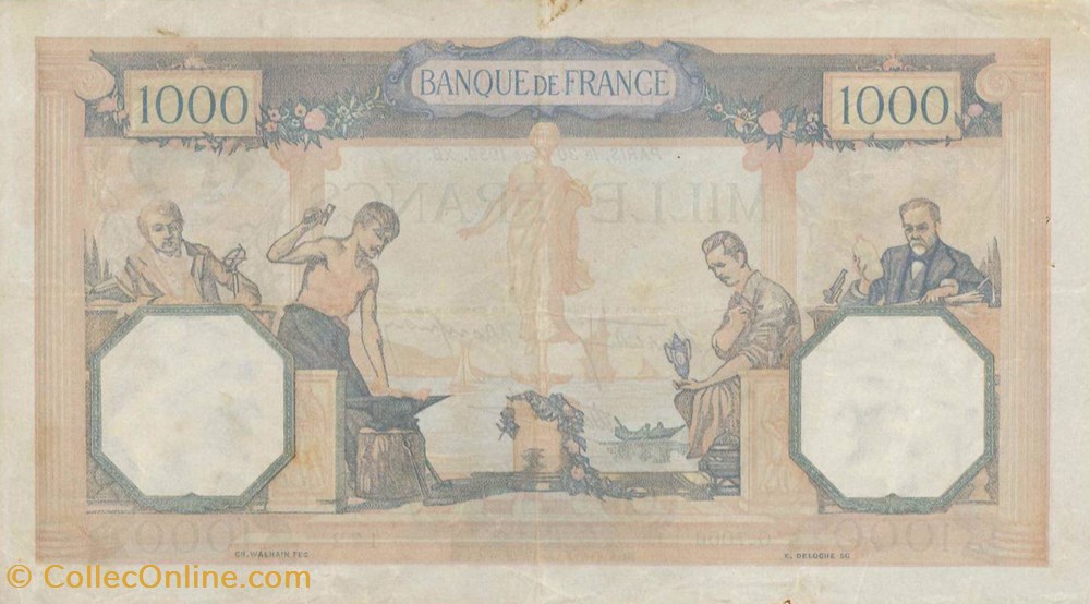 1000 Francs Cérès et Mercure modifié billets 1000 francs ceres et mercure modifie