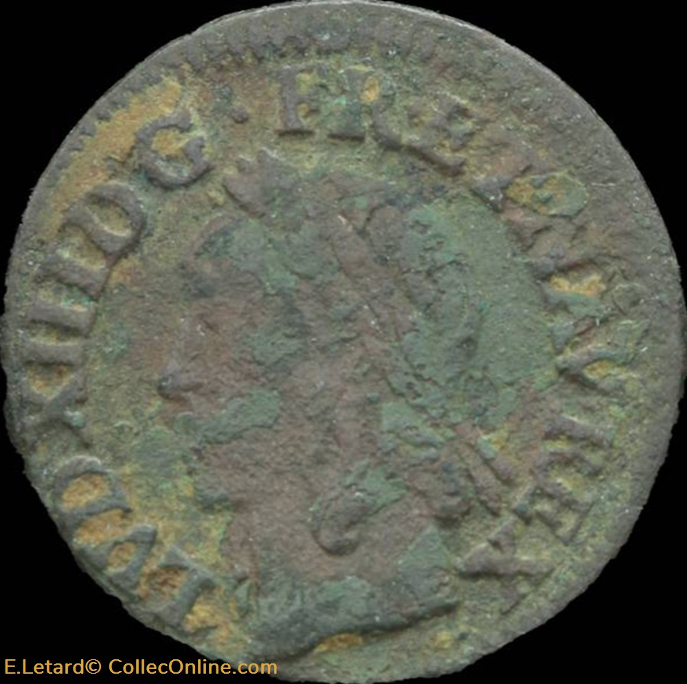 Louis XIII - Double Tournois de Corbeil Type de Warin 1643 - CGKL.516 monnaies europe medievale france royales louis xiii double tournois de corbeil type de warin 1643 cgkl 516