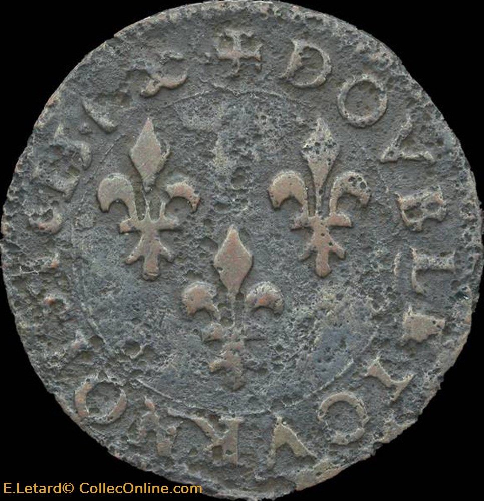 Louis XIII - Double Tournois d'Aix 1613 - CGKL.258 monnaies europe medievale france royales louis xiii double tournois aix 1613 cgkl 258