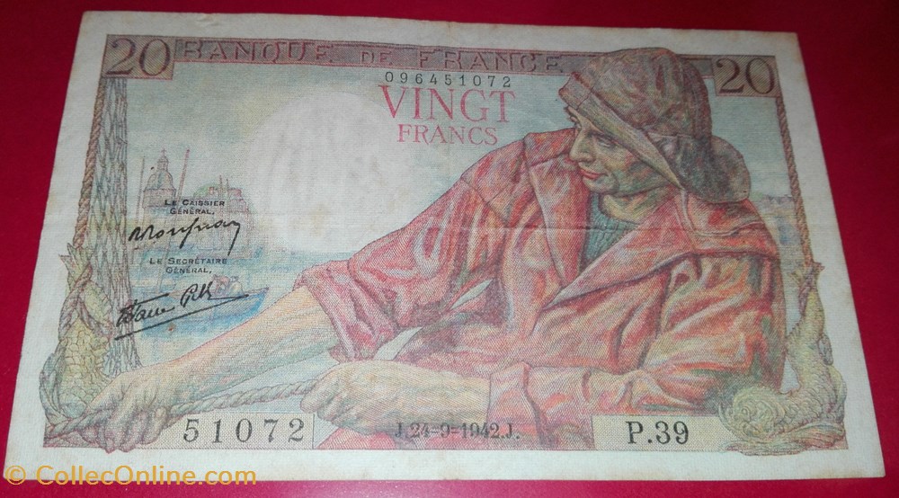 20 Francs Pêcheur billets 20 francs pecheur