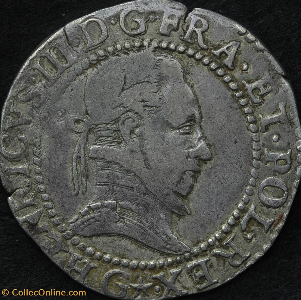 Demi Franc au col plat - 1578 G monnaies europe medievale france royales demi franc au col plat 1578 g