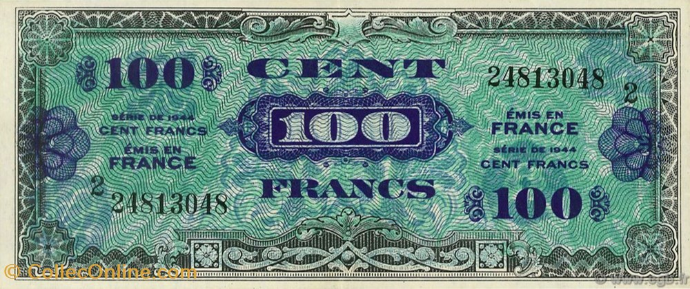 100 Francs Drapeau billets 100 francs drapeau