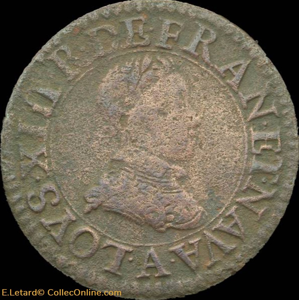 monnaies europe medievale france royales louis xiii double tournois de paris type 1 1611 cgkl 386